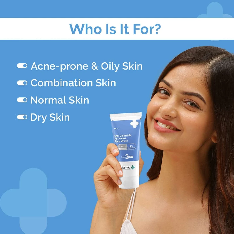 The Derma Co Sali-Cinamide Anti-Acne Face Wash with 2percent Salicylic Acid & 2percent Niacinamide, 80 ml-4.webp